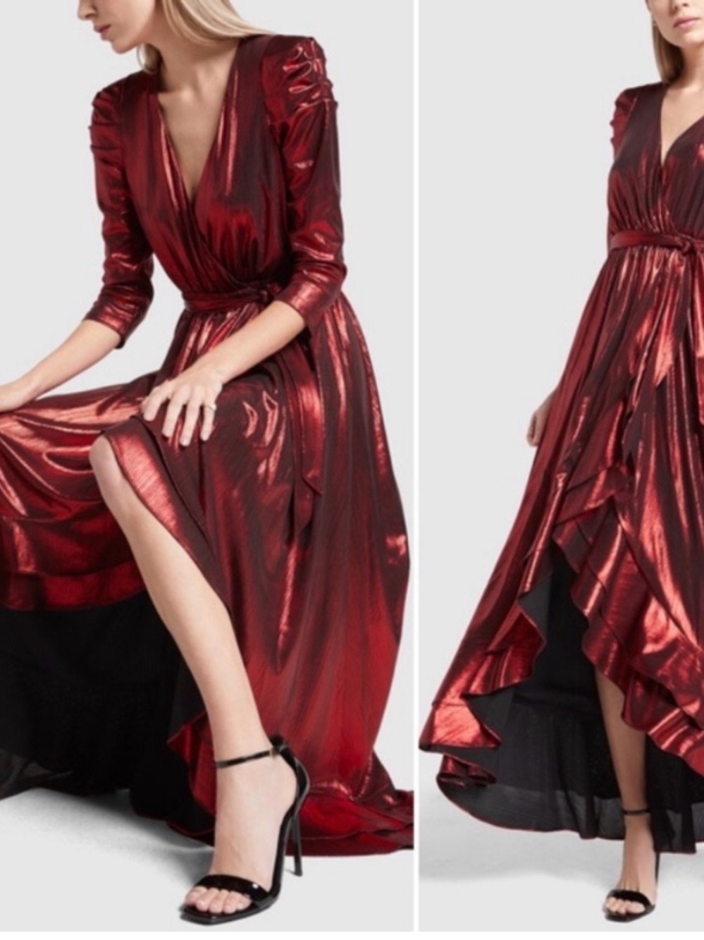 RETROFETE Flora Lame puffed sleeves
Maxi dress in red size L
